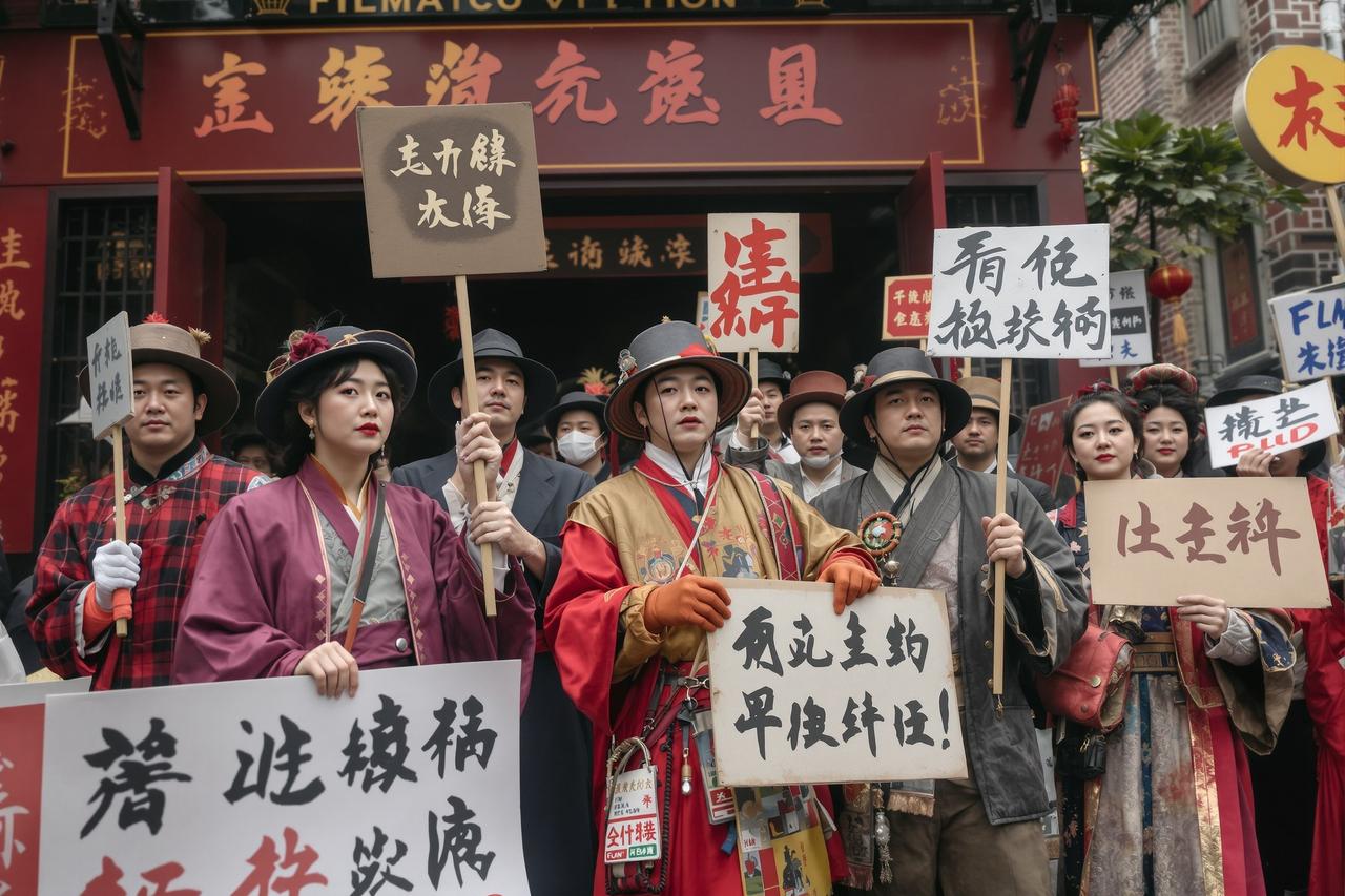 现场直击:某影视城古装群演大规模罢工,烈日下举牌控诉 - 吃瓜视频 现场直击:某影视城古装群演大规模罢工,烈日下举牌控诉 - 吃瓜视频